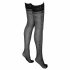 Cottelli - Lace-Trimmed Small Pattern Thigh Highs (Black)  - 4