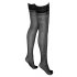 Cottelli - Lace-Trimmed Small Pattern Thigh Highs (Black)  - 5