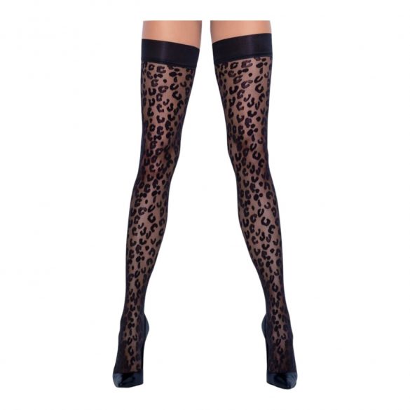 Cottelli Legwear - Leopard Print Thigh Highs (Black) 