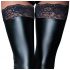 Noir - Lace Glossy Thigh Highs (Black)  - L