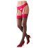 Cottelli - Black Stockings with Red Lace Trim 