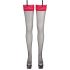 Cottelli - Black Stockings with Red Lace Trim 