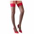 Cottelli - Black Stockings with Red Lace Trim  - 7