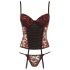 Cottelli - Rose Bustier and Thong Set (Black-Red) 