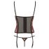 Cottelli - Rose Bustier and Thong Set (Black-Red) 