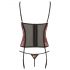 Cottelli - Rose Bustier and Thong Set (Black-Red) 