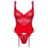 Obsessive Amor Cherris - lace set with garter belt (red) - L/XL