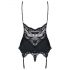 Obsessive 810-COR-1 - Lace Garter Top and Thong (Black)