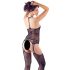 NO:XQSE - Lace-Up Lingerie Set with Thong - Black (S-L) 