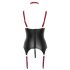 Cottelli Bondage - Glossy Lift-up Top with Collar (Black) 