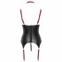 Cottelli Bondage - Glossy Lift-up Top with Collar (Black) 