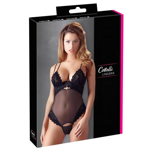 Cottelli - Velvet Adjustable Bodysuit (Black) - 85C/L