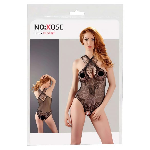 NO:XQSE - Floral Lace Halterneck Bodysuit - Black (S-L) 