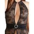 Abierta Fina - Floral Lace Charm Bodysuit (Black) 