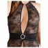 Abierta Fina - Floral Lace Charm Bodysuit (Black) 