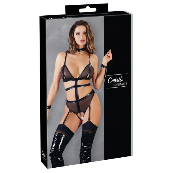 Cottelli Bondage - Open Body with Straps and Chains (Black) 