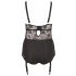 Cottelli Plus Size - Floral Suspender Bodysuit (Black)  - 85F/L