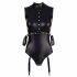 Cottelli Bondage - Sleeveless Glossy Bodysuit with Hand Restraints (Black) 