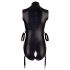 Cottelli Bondage - Sleeveless Glossy Bodysuit with Hand Restraints (Black) 