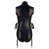 Cottelli Bondage - Sleeveless Glossy Bodysuit with Hand Restraints (Black) 