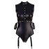 Cottelli Bondage - Sleeveless Glossy Bodysuit with Hand Restraints (Black)  - M