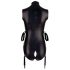 Cottelli Bondage - Sleeveless Glossy Bodysuit with Hand Restraints (Black)  - M