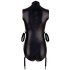 Cottelli Bondage - Sleeveless Glossy Bodysuit with Hand Restraints (Black)  - M