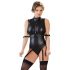 Cottelli Bondage - Sleeveless Glossy Bodysuit with Hand Restraints (Black)  - XL