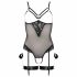 Cottelli Bondage - Metal Ring Strappy Bodysuit with Hand Restraints (Black)  - L