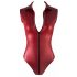 Cottelli Party - Zippered Sleeveless Shiny Bodysuit (Burgundy)  - L