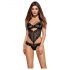 Obsessive Alluria - Floral Lace Bodysuit (Black)  - L/XL