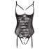 Abierta Fina - Sparkling Strap Lace Open Bodysuit (Black) 