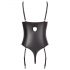 Abierta Fina - Sparkling Strap Lace Open Bodysuit (Black) 