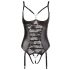 Abierta Fina - Sparkling Strap Lace Open Bodysuit (Black)  - 85B/L