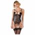 Abierta Fina - Sparkling Strap Lace Open Bodysuit (Black)  - 85C/L