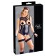 Cottelli Bondage - Glossy Open Body with Hand Restraints (Black) 