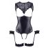 Cottelli Bondage - Glossy Open Body with Hand Restraints (Black)  - M