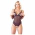 Cottelli - Lace and Pearl Open Bodysuit (Black) 