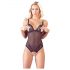 Cottelli - Lace and Pearl Open Bodysuit (Black)  - L