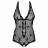 Obsessive Fiorenta - Pearl and Lace Bodysuit (Black)  - L/XL