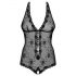 Obsessive Fiorenta - Pearl and Lace Bodysuit (Black)  - L/XL