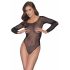 NO:XQSE - long sleeve glitter mesh bodysuit - black (S-L) 