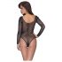 NO:XQSE - long sleeve glitter mesh bodysuit - black (S-L) 