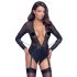 Cottelli Bondage - Open, Long Sleeve Bodysuit (Black)  - M