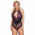 Cottelli Plus Size - Floral Bodysuit (Black-Purple) 