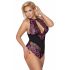 Cottelli Plus Size - Floral Bodysuit (Black-Purple) 