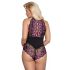 Cottelli Plus Size - Floral Bodysuit (Black-Purple) 