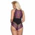 Cottelli Plus Size - Floral Bodysuit (Black-Purple) 