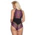 Cottelli Plus Size - floral bodysuit (black-purple)