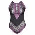 Cottelli Plus Size - Floral Bodysuit (Black-Purple) 